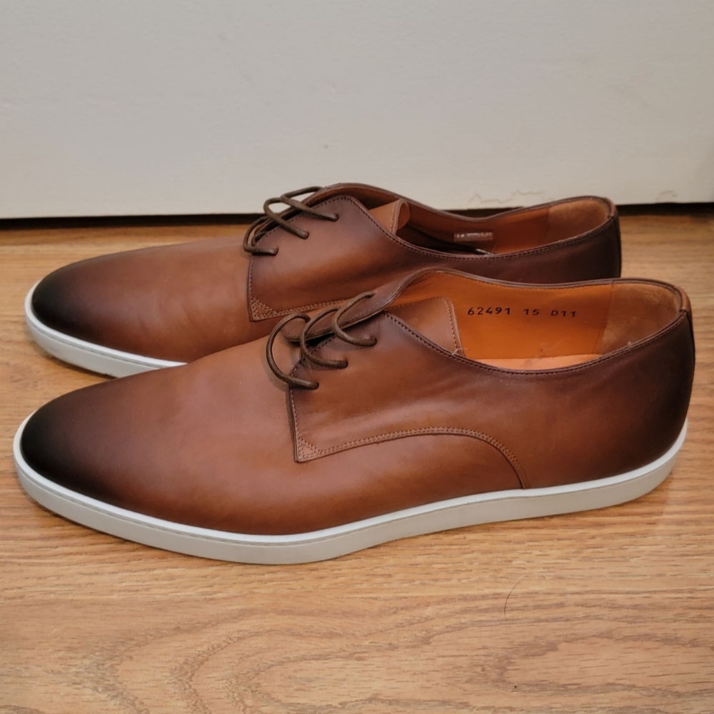 Santoni Doyle Brown Leather Derby Men's Shoes - Size 11 - Made In Italy - $525